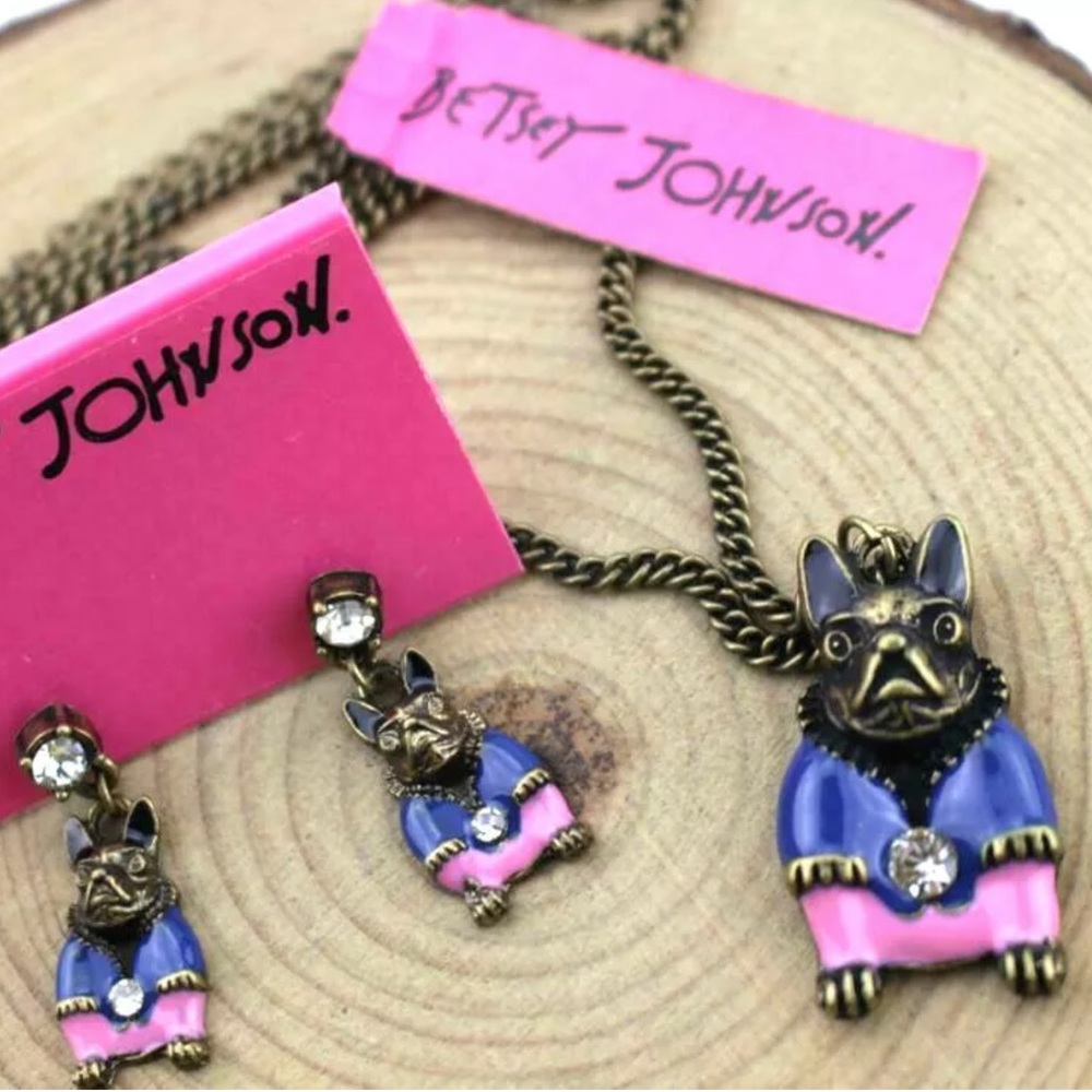 Rapper Bulldog/Shar Pei Dog Necklace/ Earrings Set